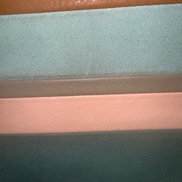 Fossil Hazel Leather Suede Crossbody Spring Stripe Multicolor Pink Blue White - Picture 14 of 16